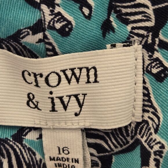 Crown & Ivy Size 16 Shorts Green Zebra Print - Picture 5 of 6
